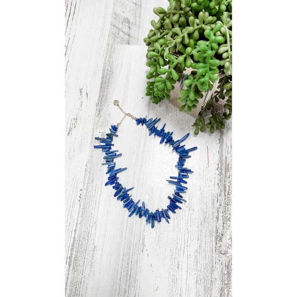 Handmade Blue Stone Statement Necklace - Picture 2 of 5